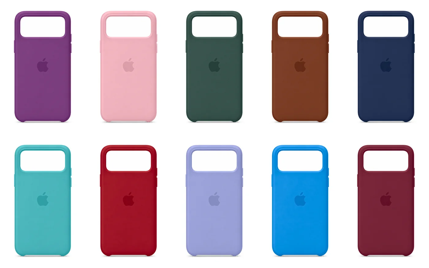 Diez colores de la funda Silicone Case, cada uno con su foto propia