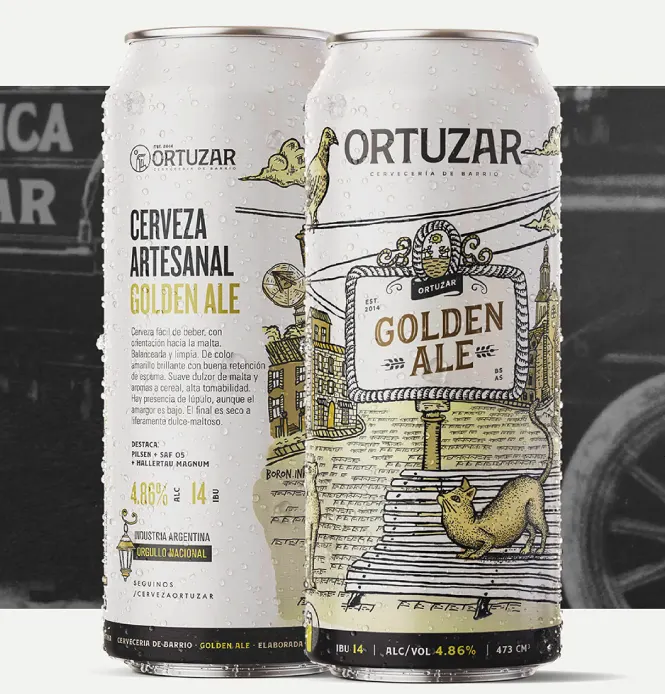 Latas de Cerveza Ortuzar diseñadas por Hellopadd