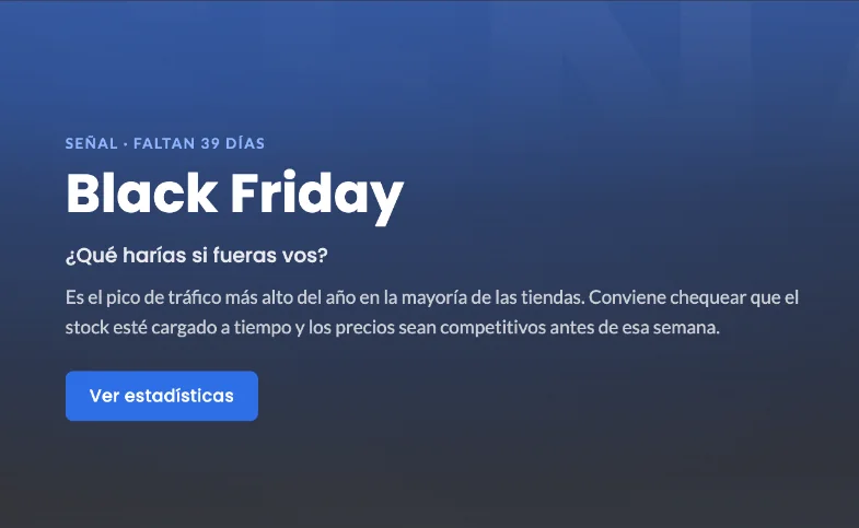 Señal del panel de TangoHogar: faltan 39 días para Black Friday y qué haría
